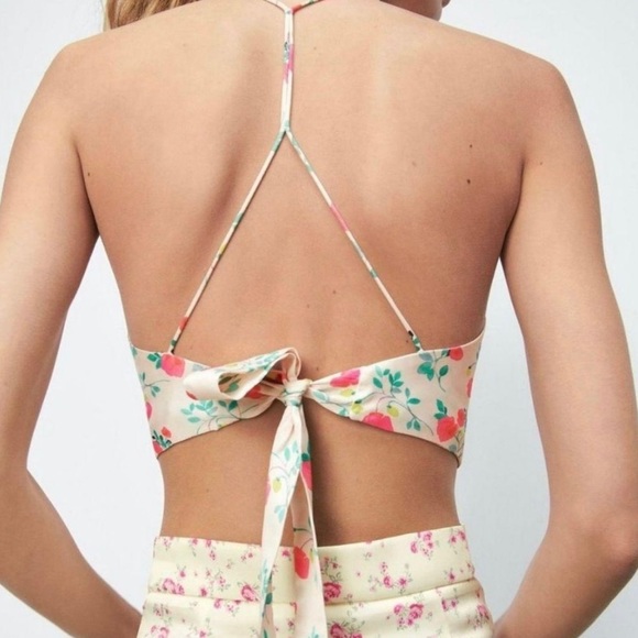 Zara satin cropped open back top - Picture 3 of 5